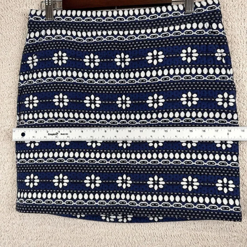 J. Crew Skirt Womens 6 Blue Floral Jacquard Lined Pencil Mini Back Zip Pockets - Picture 5 of 15